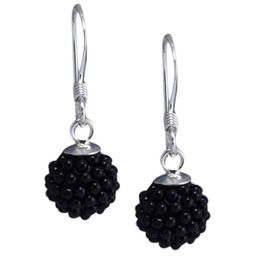 Abhooshan 925 Sterling Silver Onyx Beaded Contemporary Drop Earrings-12