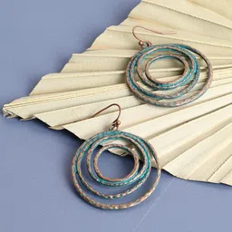 SOHI Blue Gold plated Contemporary Drop Earrings-13