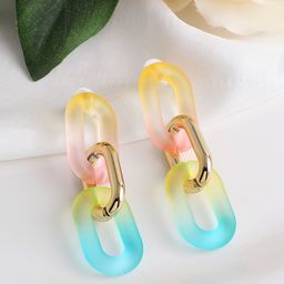 SOHI Gold-Toned & Blue Contemporary Drop Earrings-48