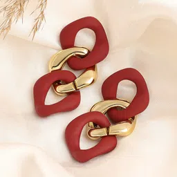 SOHI Gold-Plated Contemporary Drop Earrings-42