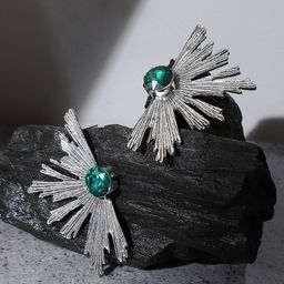 SOHI Silver-Plated Oxidised Stud Earrings-12