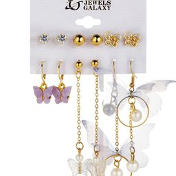 Jewels Galaxy Pack Of 6 Gold-Plated Contemporary Drop Earrings-46