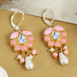 Asthetika Kids Girls Gold-Plated Kundan Studded Contemporary Drop Earrings-12