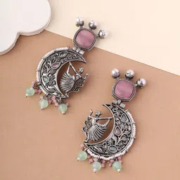 Priyaasi Silver-Plated Stone Studded Contemporary Drop Earrings-30