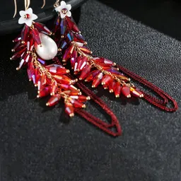 Designs By Jewels Galaxy Red Contemporary Drop Earrings-image-87