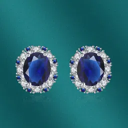 Designs & You Silver-Plated CZ-Studded Contemporary Stud Earrings-20