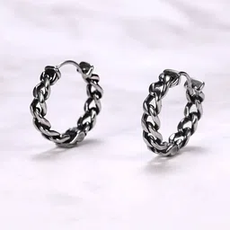 Yellow Chimes Silver-Toned Contemporary Hoop Earrings-image-37