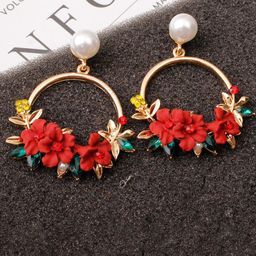 DIVASTRI Gold-Plated Artificial Stones Studded And Beaded Circular Drop Earrings-10