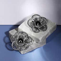 SOHI Silver-Plated Stone Studded Floral Stud Earrings-image-95