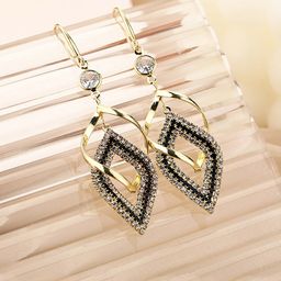 Unwind by Yellow Chimes Black Contemporary Drop Earrings-55