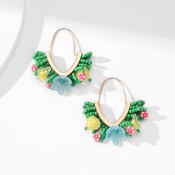 Yellow Chimes Beaded Hoop Earrings-34