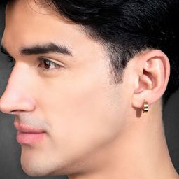 Peora Men Gold-Toned Contemporary Hoop Earrings-image-7