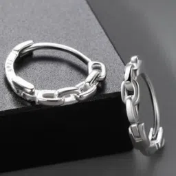 SALTY Men Silver-Plated Contemporary Hoop Earrings-image-13