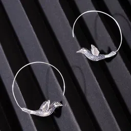 Studio One Love Silver-Toned Contemporary Hoop Earrings-picture-5