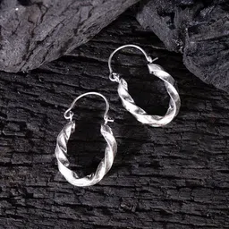 Studio One Love Silver-Toned Contemporary Hoop Earrings-image-89