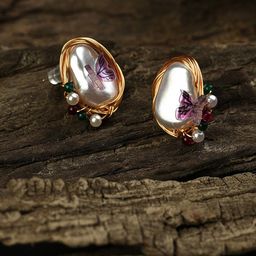 SOHI Gold-Plated Classic Studs Earrings-82