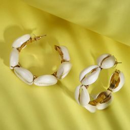 SOHI White Contemporary Hoop Earrings-image-25