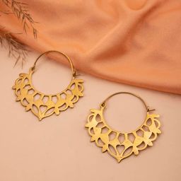 Studio One Love Brass-Plated Contemporary Hoop Earrings-image-83
