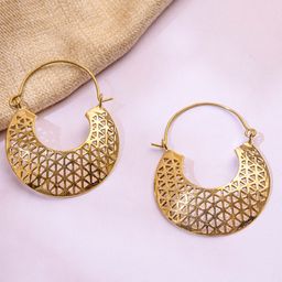 Studio One Love Brass-Plated Contemporary Hoop Earrings-31