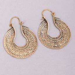 Studio One Love Brass-Plated Contemporary Hoop Earrings-image-95