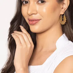 Studio One Love Brass-Plated Contemporary Hoop Earrings-image-62