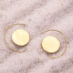 Studio One Love Brass-Plated Contemporary Hoop Earrings-12