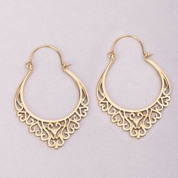 Studio One Love Brass-Plated Contemporary Hoop Earrings-17