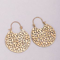 Studio One Love Brass-Plated Contemporary Hoop Earrings-13