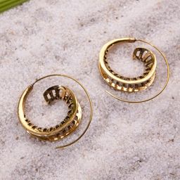 Studio One Love Brass-Plated Contemporary Hoop Earrings-19