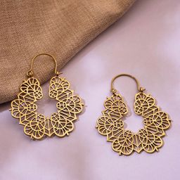 Studio One Love Brass-Plated Contemporary Hoop Earrings-image-72