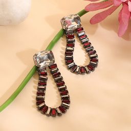 SOHI Silver-Plated Contemporary Drop Earrings-36
