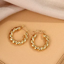 Shining Diva Fashion Gold-Plated Hoop Earrings-image-85