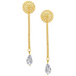 Vighnaharta Gold Plated Beaded Removable Studs & Chain Drop Earrings image 2