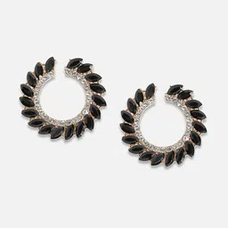 SOHI Gold-Plated Crystals Circular Studs Earrings image 2