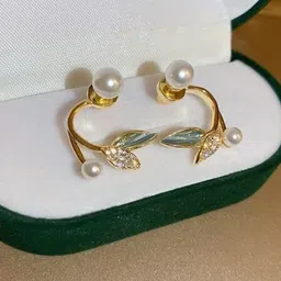 VAGHBHATT Gold-Plated Micro Leaf Studs Earrings image 4