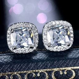 Designs & You Silver Plated Square Shaped Stud Earrings image 4