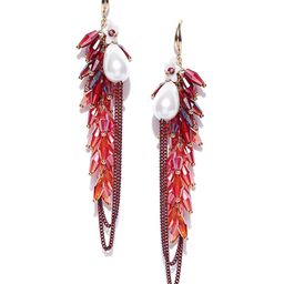 Jewels Galaxy Red Gold-Plated Beaded Handcrafted Drop Earrings image 2