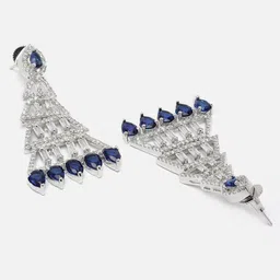 Aazeen Rhodium-Plated Triangular Drop Earrings image 2