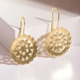 Rubans 18 KT Gold-Plated Circular Filigree Drop Earrings-7