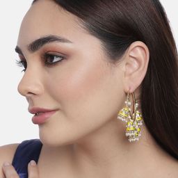 LAIDA Yellow & Gold-Toned Circular Hoop Earrings-18