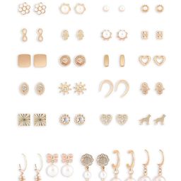 AMI Set of 25 Gold-Plated Contemporary Studs Earrings image 2