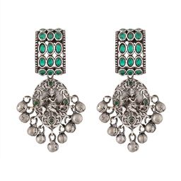 TEEJH Silver-Plated Classic Oxidised Drop Earrings image 2