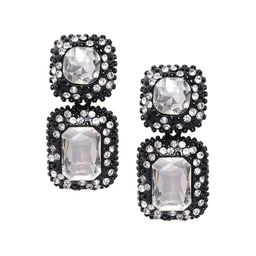 DIVASTRI Artificial Stones Studded Geometric Drop Earrings image 3