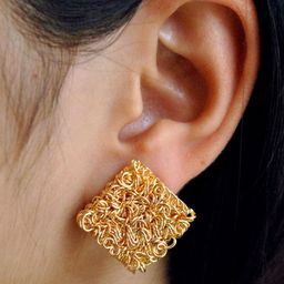 BeAbhika Square Mesh Stud Earrings image 2