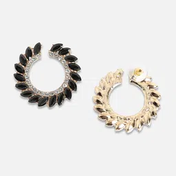SOHI Gold-Plated Crystals Circular Studs Earrings image 5