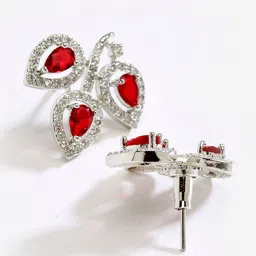 Kennice Red & White Leaf Shaped Studs Earrings image 5