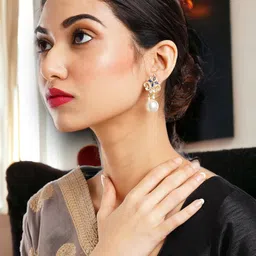 Anouk Gold-Plated Contmporary Drop Earrings image 1