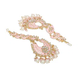 OOMPH Floral Kundan-Studded Meenakari Chandbalis image 4
