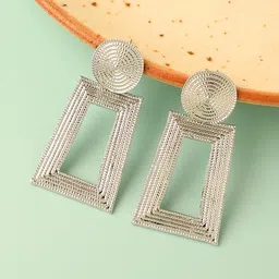 SOHI Silver-Plated Geometric Drop Earrings image 3