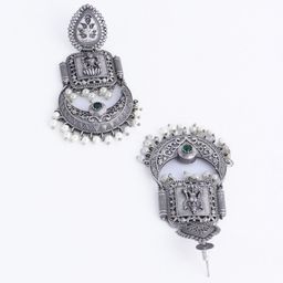 PANASH Silver-Plated Beads Beaded Classic Oxidised Drop Earrings image 3